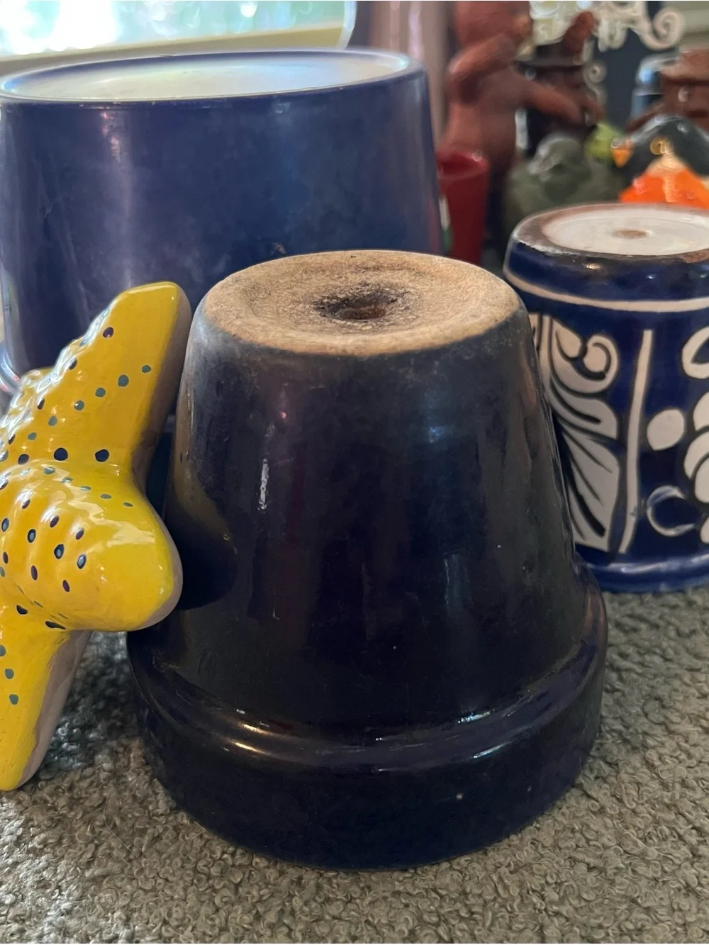 Vintage lot 4 Deep Purple planters and hand painted starfish No chips